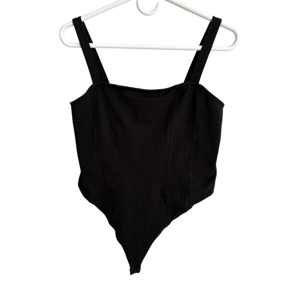 H&M Sleeveless Ribbed Thong Bodysuit in Black Size Medium - Picture 2 of 7